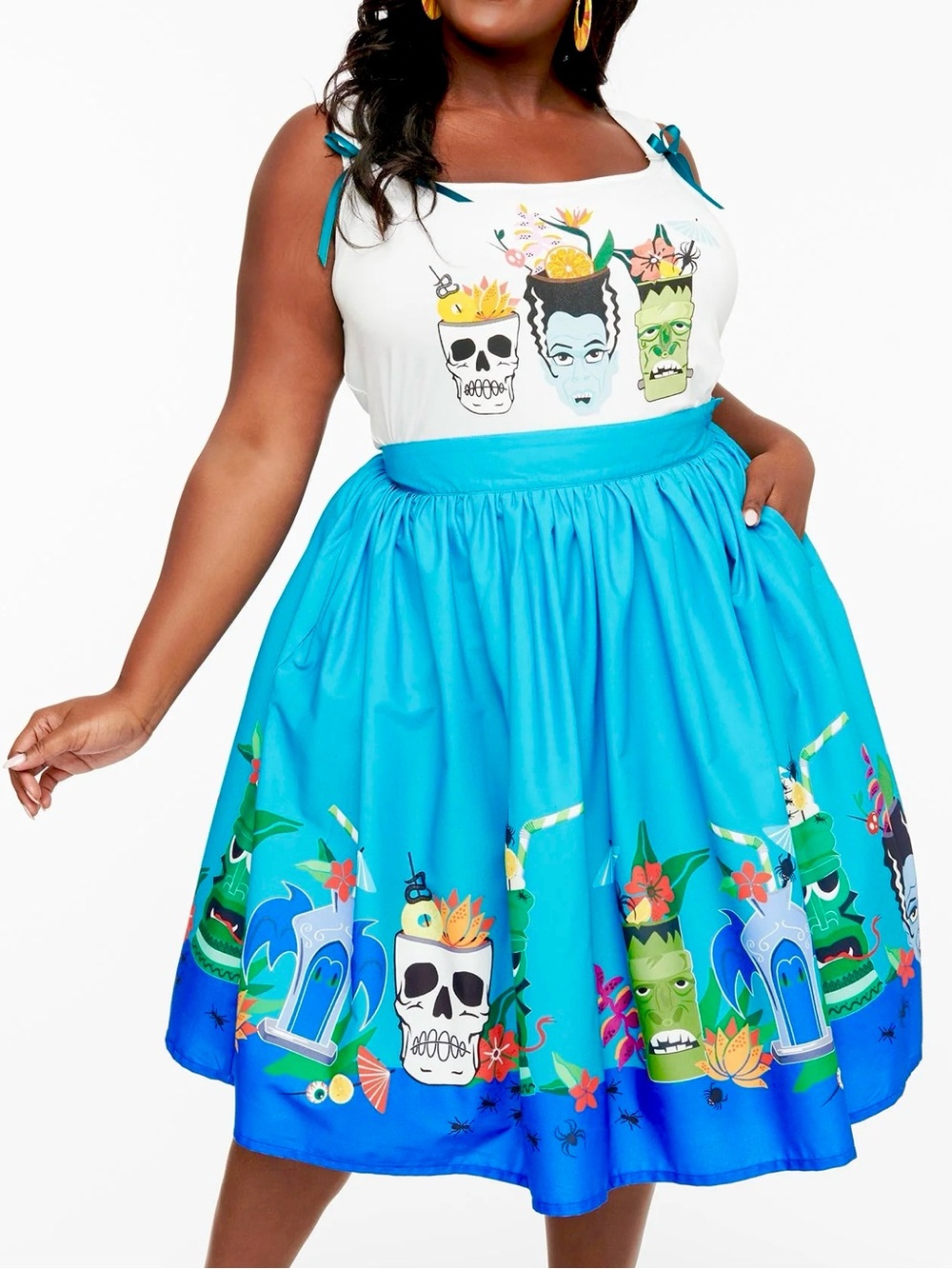 NWT Unique Vintage Creepy Tiki Tropical Mug Skirt 3X Hawaiian Horror